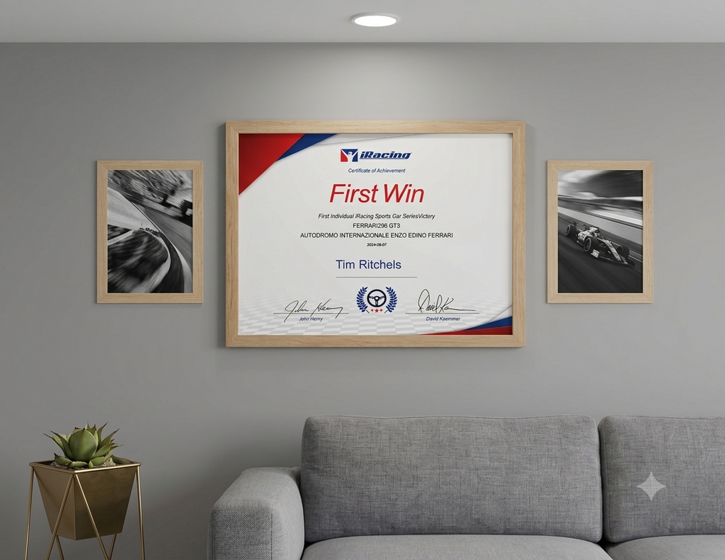 iRacing Event Win Certificate