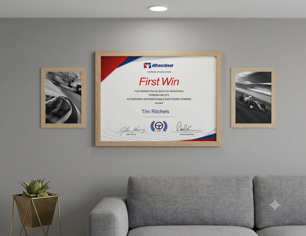 iRacing Event Win Certificate