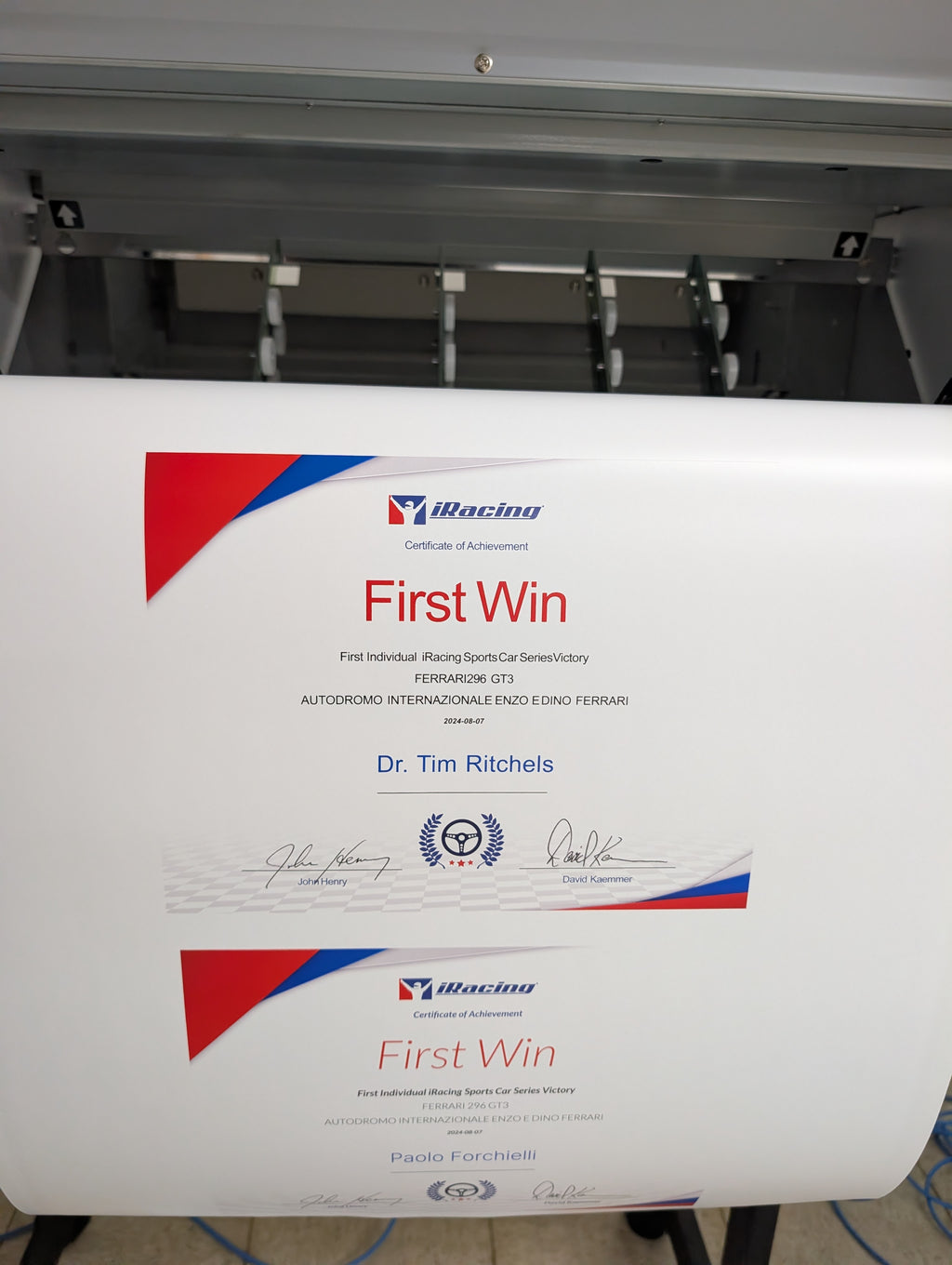 iRacing Event Win Certificate