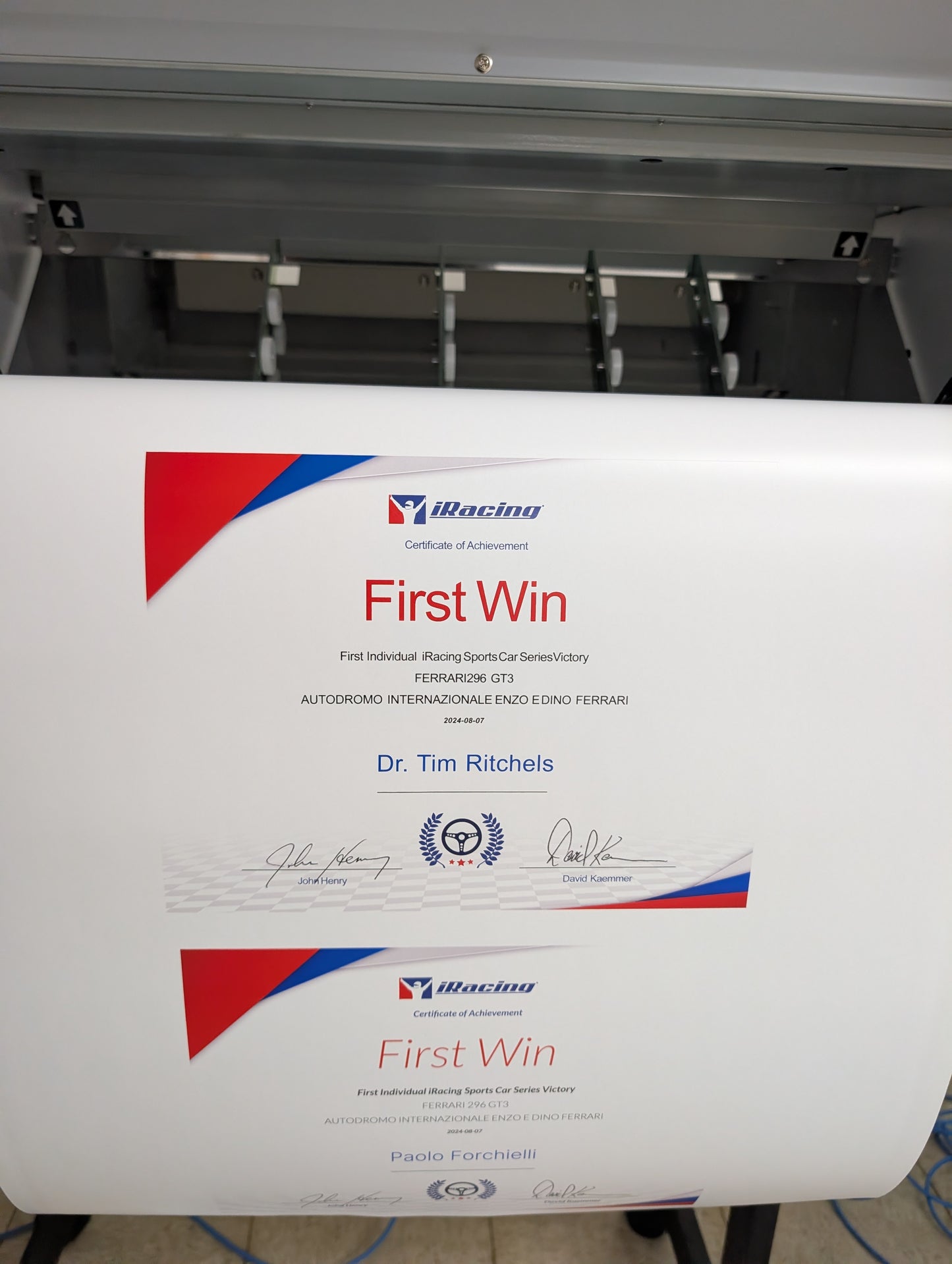 iRacing Event Win Certificate