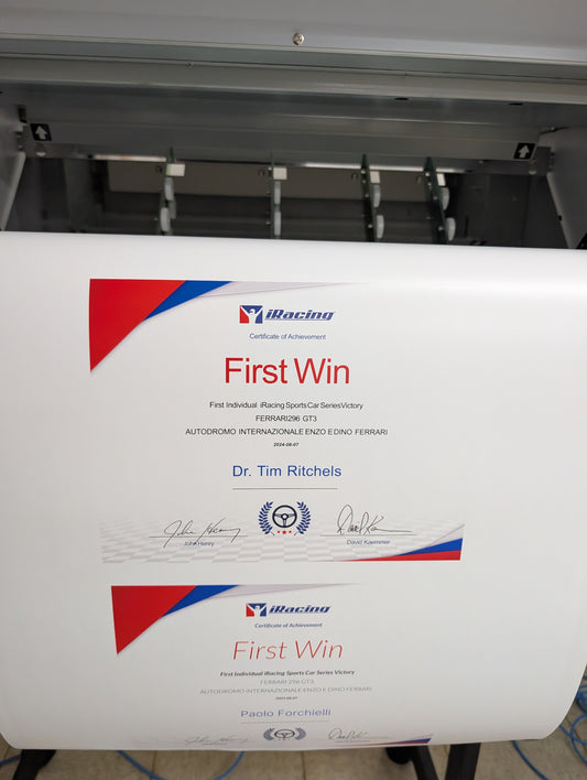iRacing Event Win Certificate